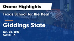 Texas School for the Deaf  vs Giddings State Game Highlights - Jan. 28, 2020