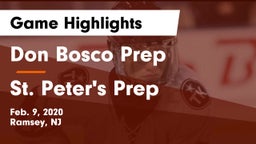 Don Bosco Prep  vs St. Peter's Prep  Game Highlights - Feb. 9, 2020