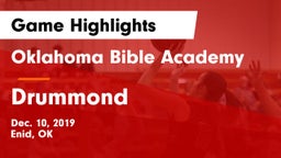 Oklahoma Bible Academy vs Drummond   Game Highlights - Dec. 10, 2019