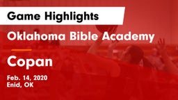 Oklahoma Bible Academy vs Copan  Game Highlights - Feb. 14, 2020