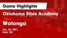 Oklahoma Bible Academy vs Watonga  Game Highlights - Jan. 30, 2021