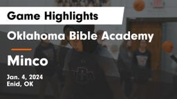 Oklahoma Bible Academy vs Minco Game Highlights - Jan. 4, 2024