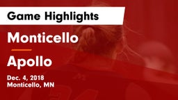 Monticello  vs Apollo  Game Highlights - Dec. 4, 2018