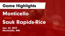 Monticello  vs Sauk Rapids-Rice  Game Highlights - Jan. 22, 2019