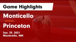 Monticello  vs Princeton  Game Highlights - Jan. 29, 2021