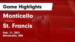 Monticello  vs St. Francis  Game Highlights - Feb. 11, 2021