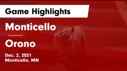 Monticello  vs Orono  Game Highlights - Dec. 2, 2021