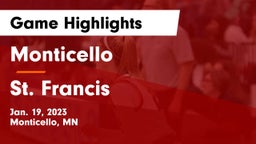 Monticello  vs St. Francis  Game Highlights - Jan. 19, 2023