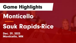 Monticello  vs Sauk Rapids-Rice  Game Highlights - Dec. 29, 2023