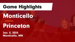 Monticello  vs Princeton  Game Highlights - Jan. 5, 2024