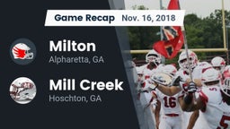 Recap: Milton  vs. Mill Creek  2018