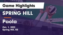 SPRING HILL  vs Paola  Game Highlights - Oct. 1, 2022