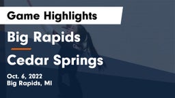 Big Rapids  vs Cedar Springs  Game Highlights - Oct. 6, 2022