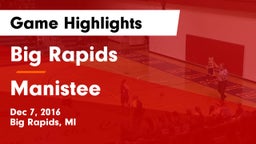 Big Rapids  vs Manistee  Game Highlights - Dec 7, 2016