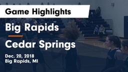 Big Rapids  vs Cedar Springs  Game Highlights - Dec. 20, 2018