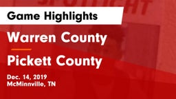 Warren County  vs Pickett County Game Highlights - Dec. 14, 2019