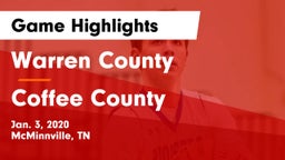 Warren County  vs Coffee County Game Highlights - Jan. 3, 2020