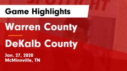 Warren County  vs DeKalb County  Game Highlights - Jan. 27, 2020