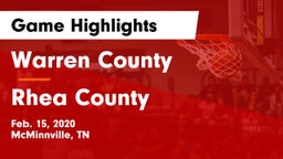 Warren County  vs Rhea County  Game Highlights - Feb. 15, 2020