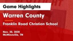 Warren County  vs Franklin Road Christian School Game Highlights - Nov. 20, 2020