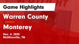 Warren County  vs Monterey  Game Highlights - Dec. 4, 2020