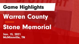 Warren County  vs Stone Memorial  Game Highlights - Jan. 15, 2021