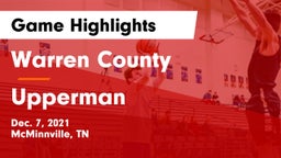 Warren County  vs Upperman  Game Highlights - Dec. 7, 2021