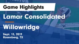 Lamar Consolidated  vs Willowridge  Game Highlights - Sept. 13, 2019