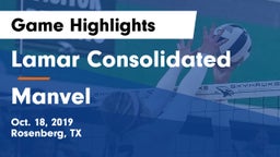 Lamar Consolidated  vs Manvel  Game Highlights - Oct. 18, 2019