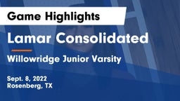 Lamar Consolidated  vs Willowridge Junior Varsity Game Highlights - Sept. 8, 2022