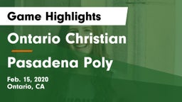 Ontario Christian  vs Pasadena Poly Game Highlights - Feb. 15, 2020