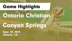 Ontario Christian  vs Canyon Springs  Game Highlights - Sept. 20, 2019
