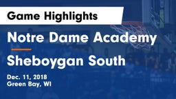 Notre Dame Academy vs Sheboygan South  Game Highlights - Dec. 11, 2018