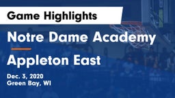 Notre Dame Academy vs Appleton East  Game Highlights - Dec. 3, 2020