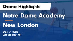 Notre Dame Academy vs New London  Game Highlights - Dec. 7, 2020
