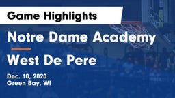 Notre Dame Academy vs West De Pere  Game Highlights - Dec. 10, 2020