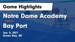 Notre Dame Academy vs Bay Port  Game Highlights - Jan. 8, 2021