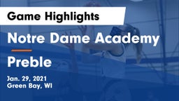 Notre Dame Academy vs Preble  Game Highlights - Jan. 29, 2021