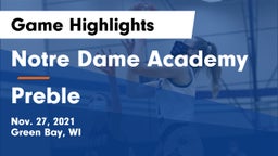 Notre Dame Academy vs Preble  Game Highlights - Nov. 27, 2021