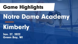 Notre Dame Academy vs Kimberly  Game Highlights - Jan. 27, 2022