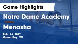 Notre Dame Academy vs Menasha  Game Highlights - Feb. 26, 2022