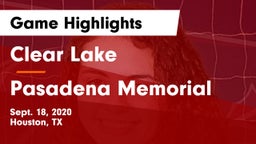 Clear Lake  vs Pasadena Memorial  Game Highlights - Sept. 18, 2020