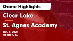 Clear Lake  vs St. Agnes Academy  Game Highlights - Oct. 3, 2020