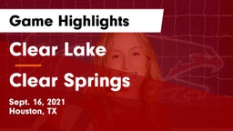 Clear Lake  vs Clear Springs  Game Highlights - Sept. 16, 2021