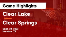 Clear Lake  vs Clear Springs  Game Highlights - Sept. 20, 2022
