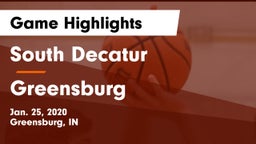 South Decatur  vs Greensburg  Game Highlights - Jan. 25, 2020