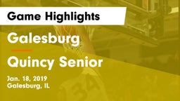 Galesburg  vs Quincy Senior  Game Highlights - Jan. 18, 2019