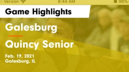 Galesburg  vs Quincy Senior  Game Highlights - Feb. 19, 2021