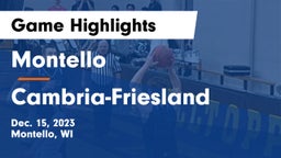 Montello  vs Cambria-Friesland  Game Highlights - Dec. 15, 2023
