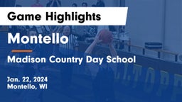 Montello  vs Madison Country Day School Game Highlights - Jan. 22, 2024